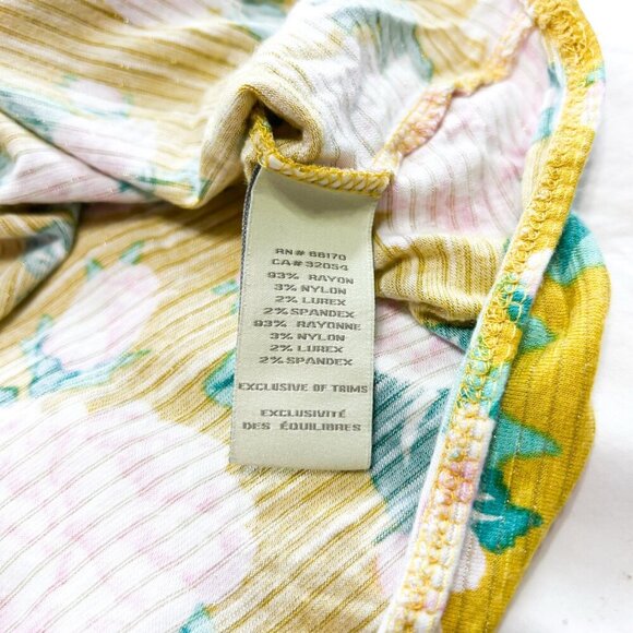 Anthropologie Deletta Mustard Floral Ruffle Sleeve Henley Top Blouse Size Small - Picture 4 of 5